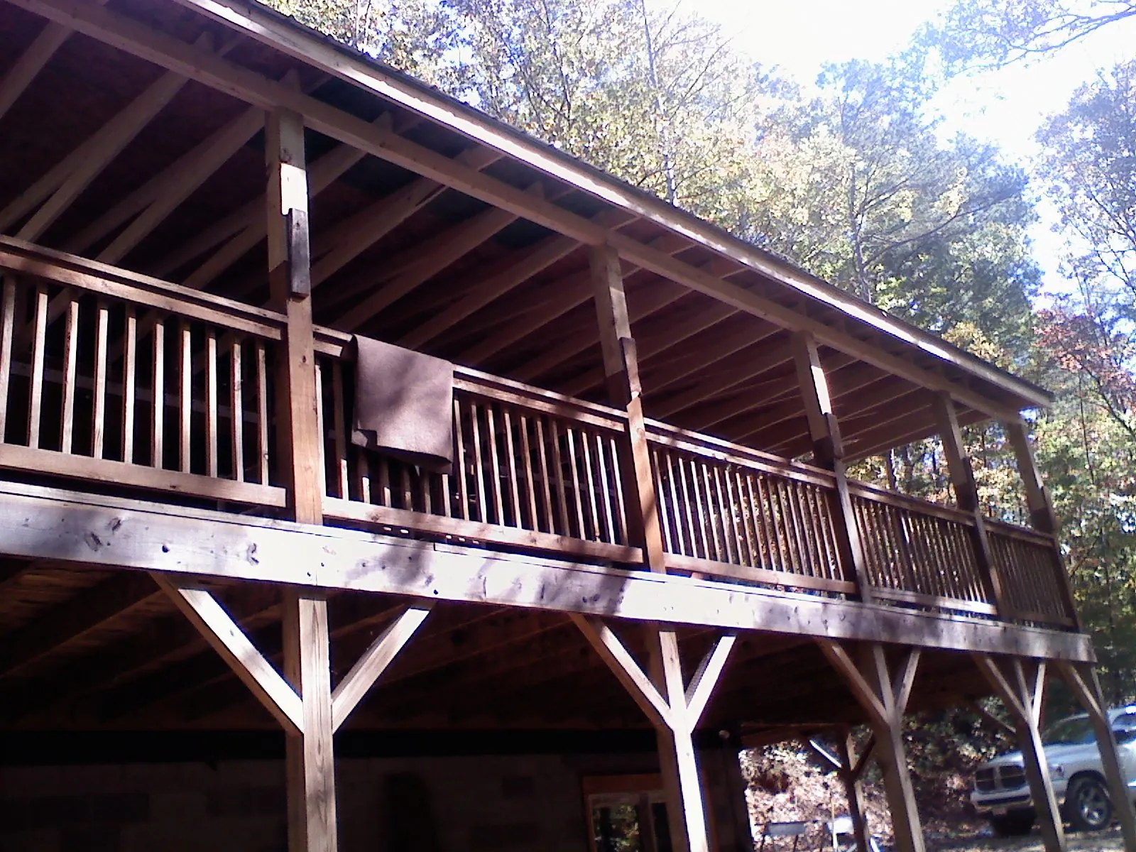 Timber framing under a new elevated porch and deck — Roof Leak Repair in Maryville by Roofing Brothers